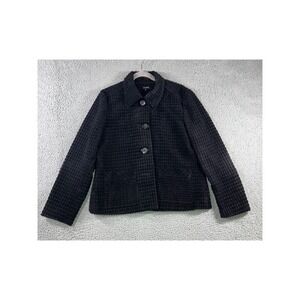 600 West Blazer Jacket Women XL Button Front Textured Collared Minimalist Casual